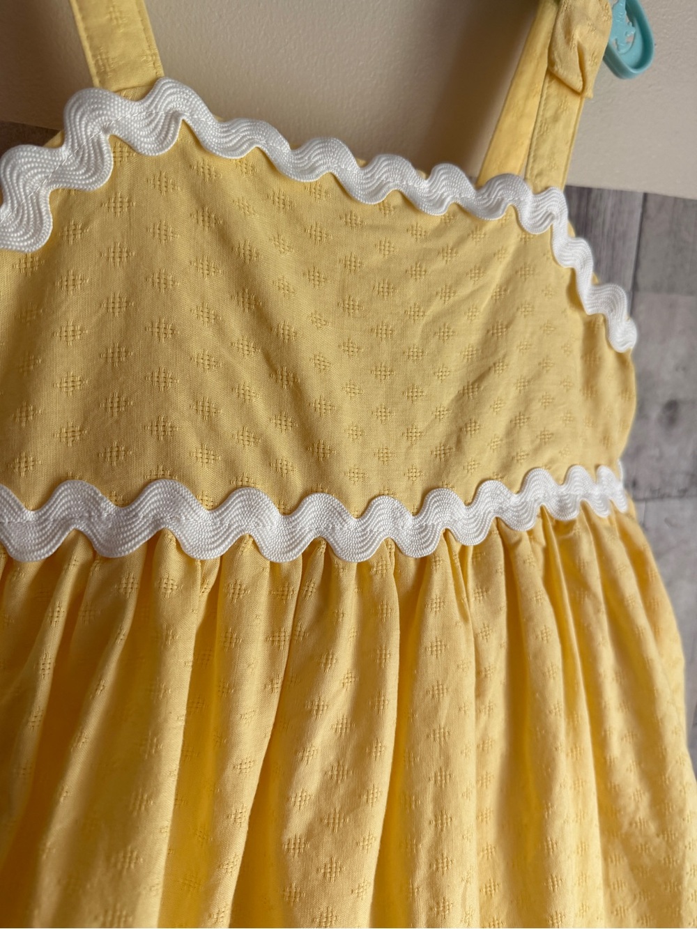 Girls Yellow Sundress with White Rickrack Trim - Picture 13 of 13